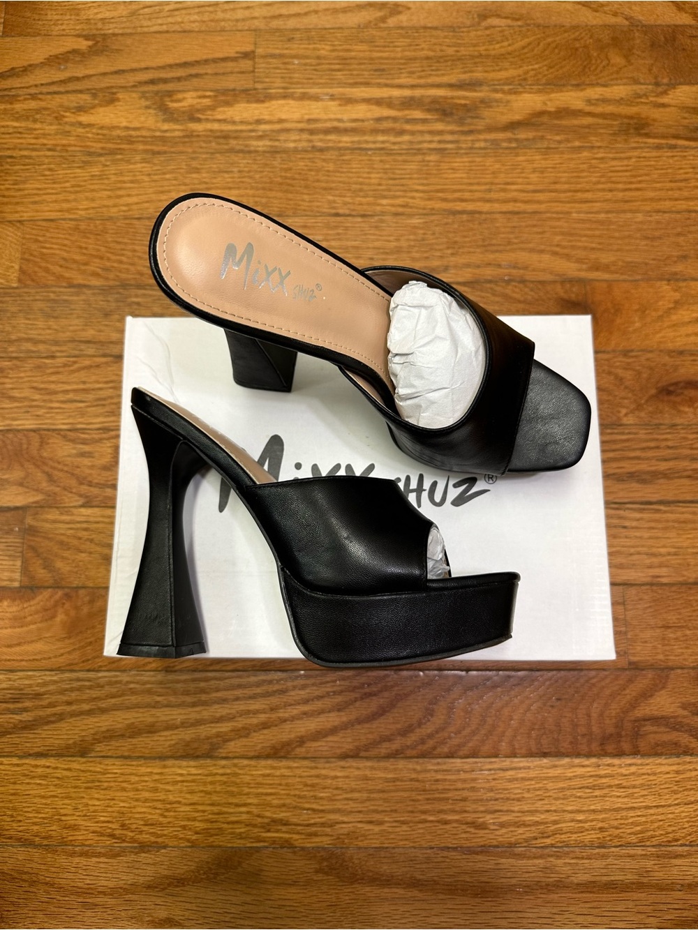 Mixx Shuz Black Platform Mule Sandals